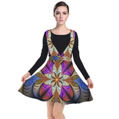 Fractal Flower Fantasy Pattern Plunge Pinafore Dress by Wegoenart