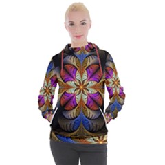 Fractal Flower Fantasy Pattern Women s Hooded Pullover