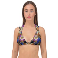 Fractal Flower Fantasy Pattern Double Strap Halter Bikini Top