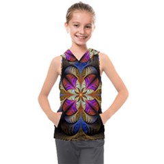 Fractal Flower Fantasy Pattern Kids  Sleeveless Hoodie