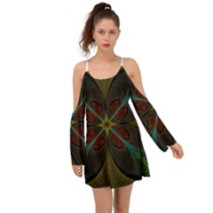 Fractal Art Abstract Pattern Kimono Sleeves Boho Dress by Wegoenart