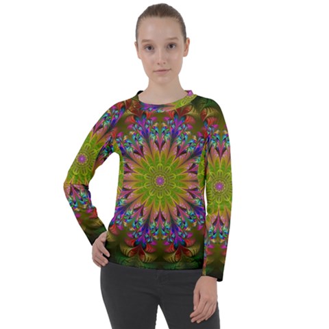 Fractal Abstract Background Pattern Women s Long Sleeve Raglan Tee by Wegoenart