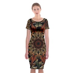 Art Abstract Fractal Pattern Classic Short Sleeve Midi Dress