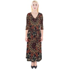 Art Abstract Fractal Pattern Quarter Sleeve Wrap Maxi Dress