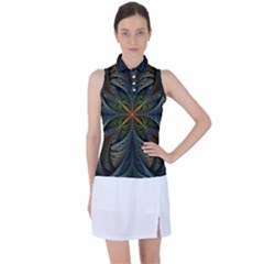 Fractal Art Abstract Pattern Women s Sleeveless Polo Tee