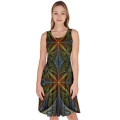 Fractal Art Abstract Pattern Knee Length Skater Dress With Pockets by Wegoenart