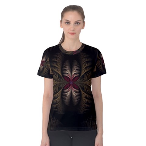 Fractal Abstract Design Mystical Women s Cotton Tee by Wegoenart