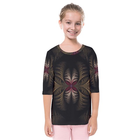 Fractal Abstract Design Mystical Kids  Quarter Sleeve Raglan Tee by Wegoenart