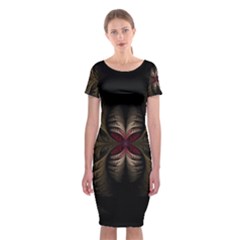 Fractal Abstract Design Mystical Classic Short Sleeve Midi Dress by Wegoenart