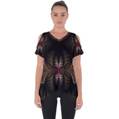 Fractal Abstract Design Mystical Cut Out Side Drop Tee by Wegoenart