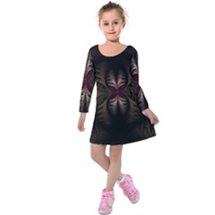 Fractal Abstract Design Mystical Kids  Long Sleeve Velvet Dress by Wegoenart