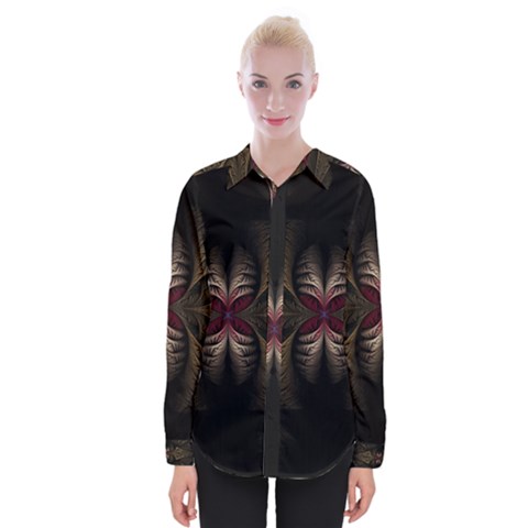 Fractal Abstract Design Mystical Womens Long Sleeve Shirt by Wegoenart