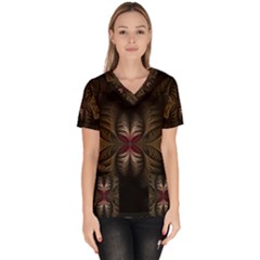 Fractal Abstract Design Mystical Women s V-neck Scrub Top by Wegoenart