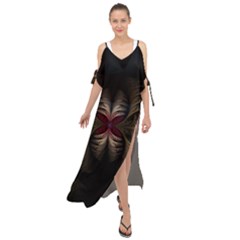 Fractal Abstract Design Mystical Maxi Chiffon Cover Up Dress by Wegoenart