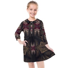 Fractal Abstract Design Mystical Kids  Quarter Sleeve Shirt Dress by Wegoenart