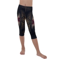 Fractal Abstract Design Mystical Kids  Lightweight Velour Capri Leggings  by Wegoenart