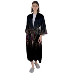 Fractal Abstract Design Mystical Maxi Satin Kimono