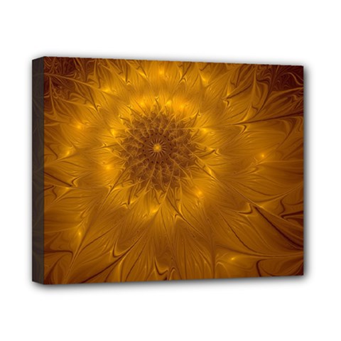 Fractal Flower Floral Gold Pattern Canvas 10  X 8  (stretched) by Wegoenart