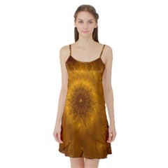 Fractal Flower Floral Gold Pattern Satin Night Slip by Wegoenart