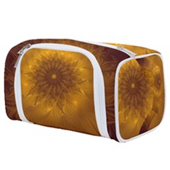 Fractal Flower Floral Gold Pattern Toiletries Pouch