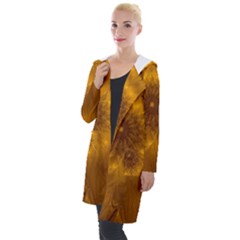 Fractal Flower Floral Gold Pattern Hooded Pocket Cardigan by Wegoenart