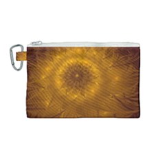 Fractal Flower Floral Gold Pattern Canvas Cosmetic Bag (medium) by Wegoenart