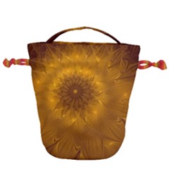 Fractal Flower Floral Gold Pattern Drawstring Bucket Bag by Wegoenart