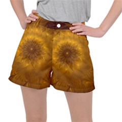 Fractal Flower Floral Gold Pattern Ripstop Shorts by Wegoenart