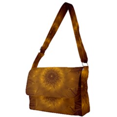 Fractal Flower Floral Gold Pattern Full Print Messenger Bag (l) by Wegoenart