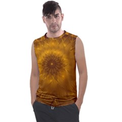 Fractal Flower Floral Gold Pattern Men s Regular Tank Top