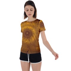 Fractal Flower Floral Gold Pattern Back Circle Cutout Sports Tee