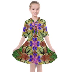 Fractal Abstract Flower Floral Kids  All Frills Chiffon Dress by Wegoenart