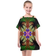 Fractal Abstract Flower Floral Kids  One Piece Chiffon Dress by Wegoenart