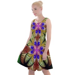 Fractal Abstract Flower Floral Knee Length Skater Dress