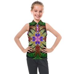 Fractal Abstract Flower Floral Kids  Sleeveless Polo Tee