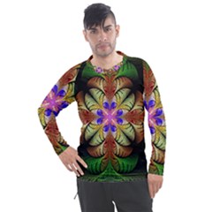 Fractal Abstract Flower Floral Men s Pique Long Sleeve Tee