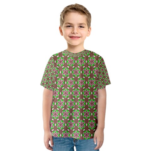 Background Green Ornamental Pattern Kids  Sport Mesh Tee by Wegoenart