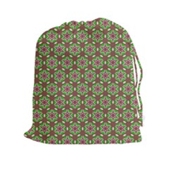 Background Green Ornamental Pattern Drawstring Pouch (2xl) by Wegoenart