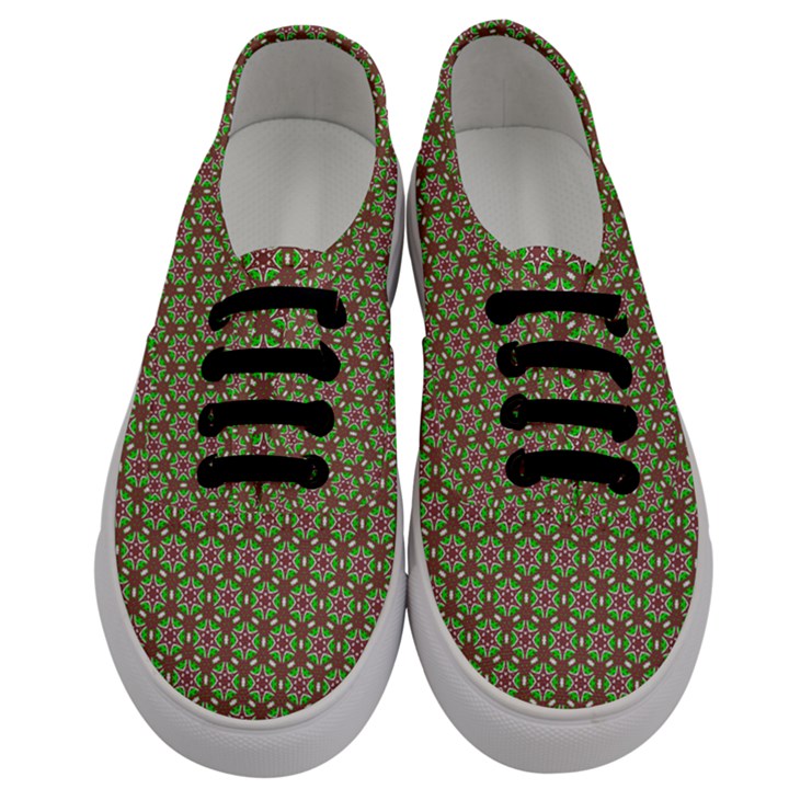 Background Green Ornamental Pattern Men s Classic Low Top Sneakers