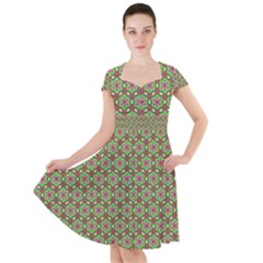 Background Green Ornamental Pattern Cap Sleeve Midi Dress by Wegoenart