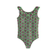 Background Green Ornamental Pattern Kids  Frill Swimsuit by Wegoenart