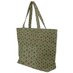 Background Green Ornamental Pattern Zip Up Canvas Bag by Wegoenart