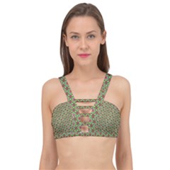 Background Green Ornamental Pattern Cage Up Bikini Top