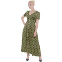 Background Green Ornamental Pattern Button Up Short Sleeve Maxi Dress View1