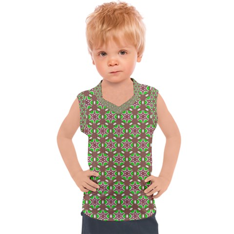 Background Green Ornamental Pattern Kids  Sport Tank Top by Wegoenart