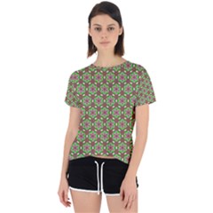 Background Green Ornamental Pattern Open Back Sport Tee