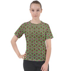 Background Green Ornamental Pattern Women s Sport Raglan Tee