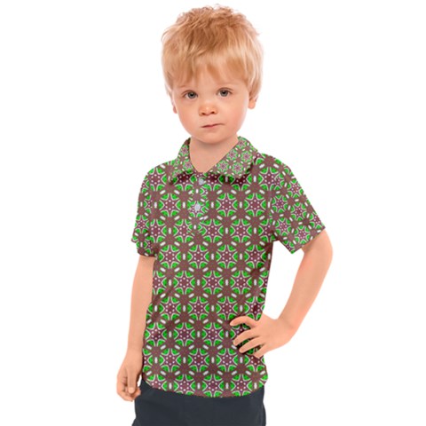 Background Green Ornamental Pattern Kids  Polo Tee by Wegoenart