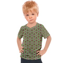 Background Green Ornamental Pattern Kids  Sports Tee