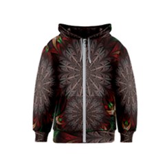 Fractal Flower Fantasy Floral Kids  Zipper Hoodie by Wegoenart